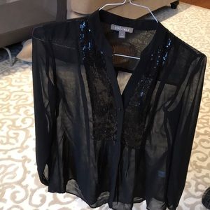 Sheer bling button down